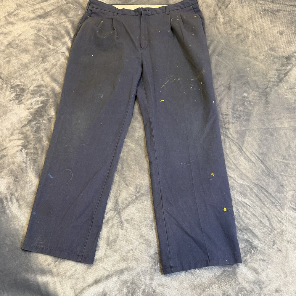 Vtg Cintas Workwear Pants Pleated Distressed Paint Splatter Men USA Made 40x29